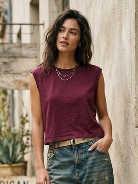 American Vintage Sleeveless Boxy Crop Top - Wine